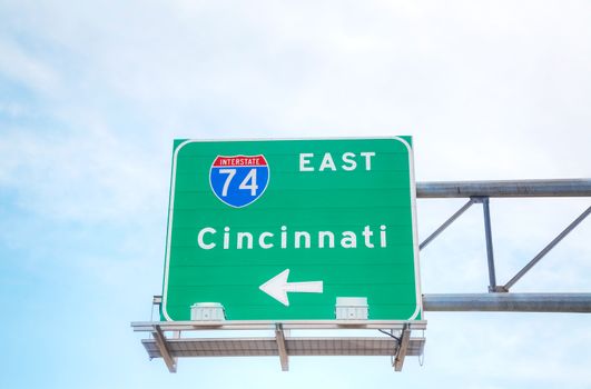 Road sign to Cincinnati at the interstate highway