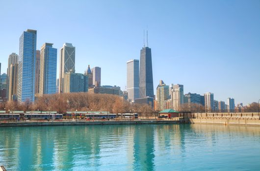 Chicago downtown cityscape in the morning