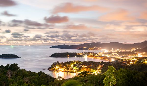 High dynamic range technique of phuket view point in twilight, Phuket Thailand