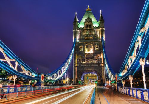 Tower bridge in London, Great Britain at the night time