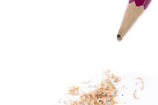 purple broken pencil on white background isolated from top view