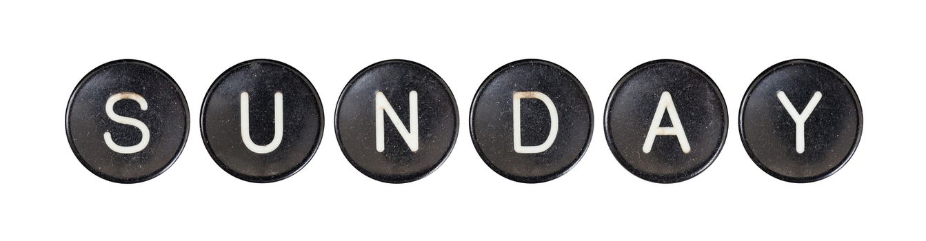 Typewriter buttons, isolated on white background - Sunday