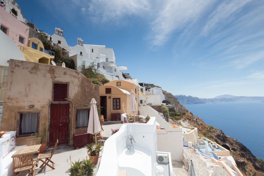 White architecture of Oia village on Santorini island, Greece