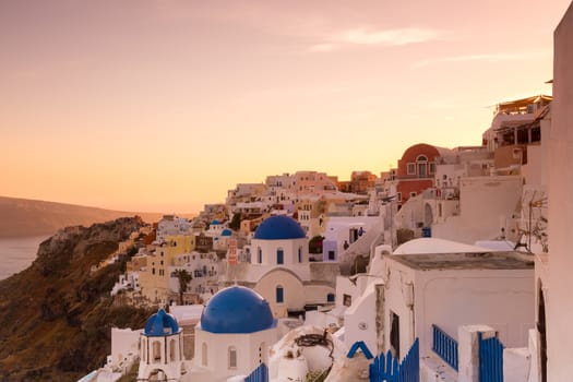 The sunset at Oia village in Santorini island in Greece