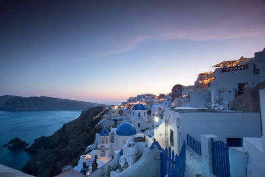 The sunset at Oia village in Santorini island in Greece