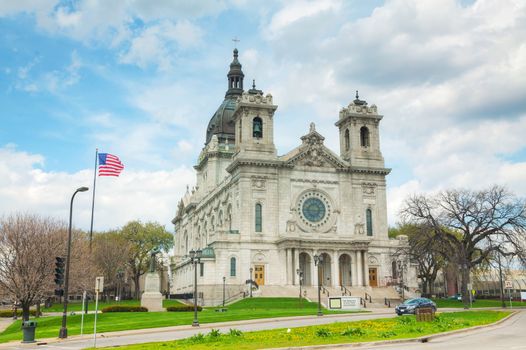 Basilica of Saint Mary in Minneapolis, MN on a cloudy day