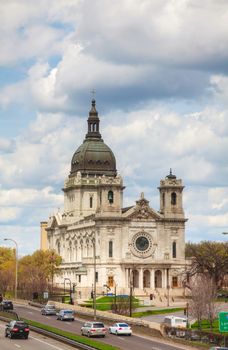 Basilica of Saint Mary in Minneapolis, MN on a cloudy day