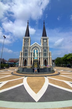 Church with blue sky at Chanthaburi in Thailand