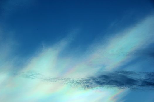 Beautiful iridescent colorful cloud, Irisation