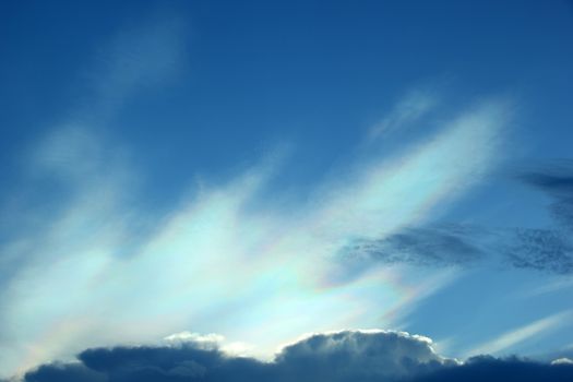 Beautiful iridescent colorful cloud, Irisation