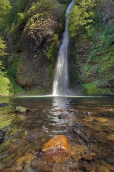 Horsetail Falls in Columbia River Gorge Oregon on a Sunny Day