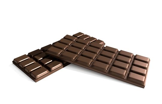 Illustration depicting two chocolate bars arranged over white.