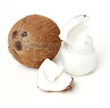 Coconut on a white background