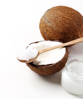 Coconut on a white background