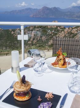 dinner over the sea in Corsica