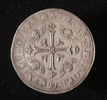 6 scudi - recto ID007- ancient silver coin of republic of genoa italy