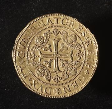 20 doppie - recto ID009 - ancient golden coin of republic of genoa italy