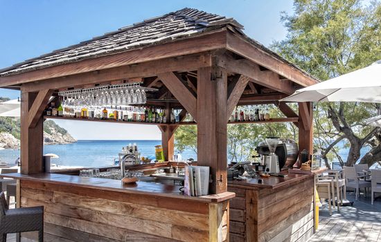 snack bar on the beach, in summer