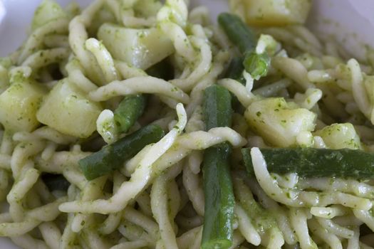 trofie with pesto, typical ligurian food