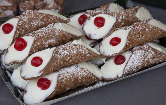 Typical Sicilian (Italy) sweet called cannoli or "cannolo siciliano"