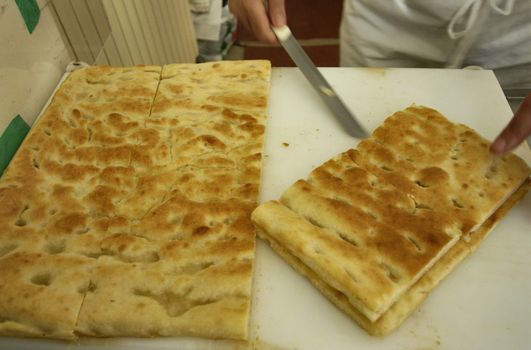 typical ligurian and genoese salt cake, original italian food