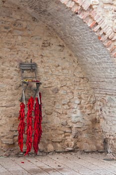 red peppers in drying