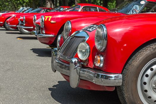 JUNE 19 2015 - ROME, ITLAY exposition of old red car