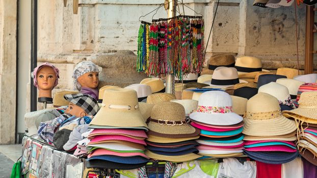 stall of hats on the road