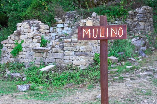 wood signboard of mill