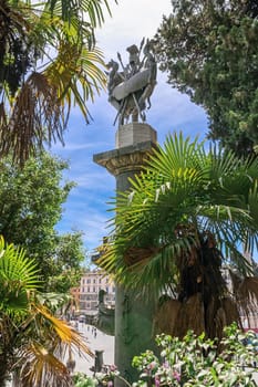 column with boat in rome