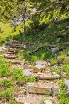 Stairs to the Jaegerkamp in the Bavarian Alps