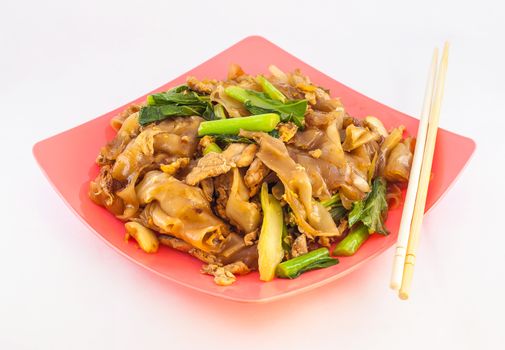 Stir fried rice noodle with pork,Thai style 