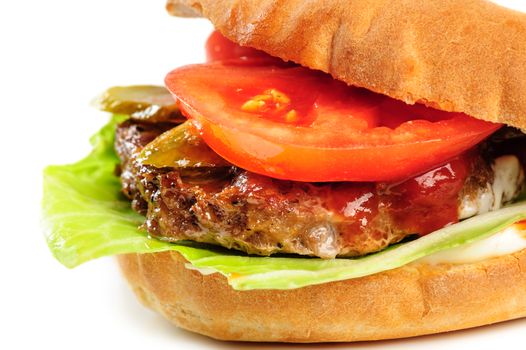 part of fresh realistic looking pork hamburger, closeup