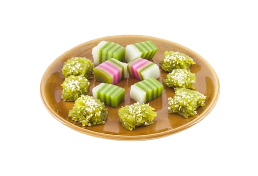 Traditional thai dessert on plate thai style