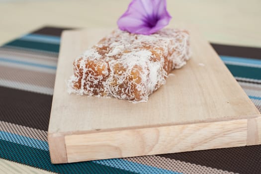 Traditional thai dessert on plate,thai style,sweet,very tasty