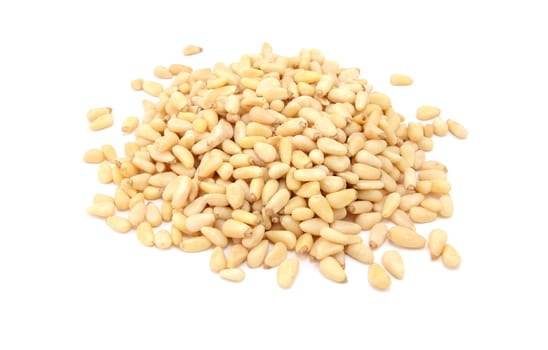 Pine nuts, isolated on a white background