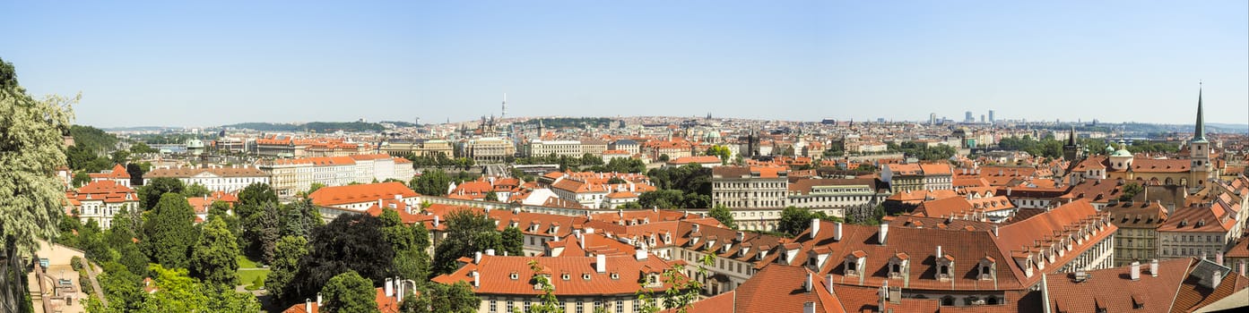 Panorama of Prague,from the castle park Czech Republic