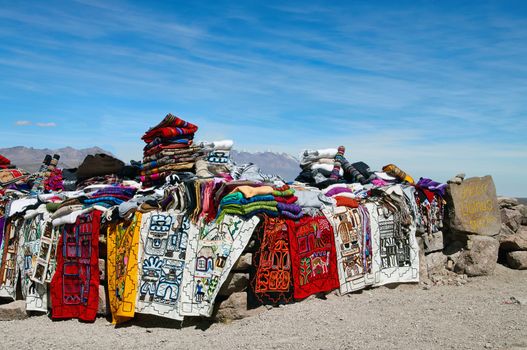 Traditional market in miradores Peru in high altitude highlands