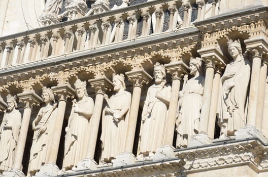 Gothic carved figures at notre dame cathedral