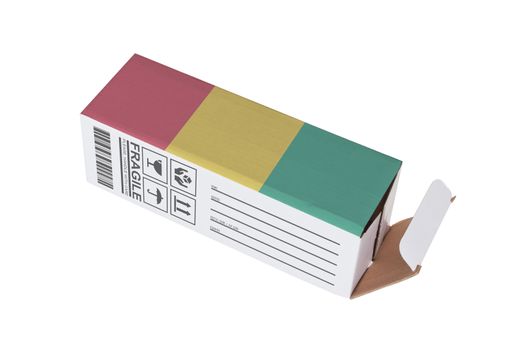 Concept of export, opened paper box - Product of Guinea