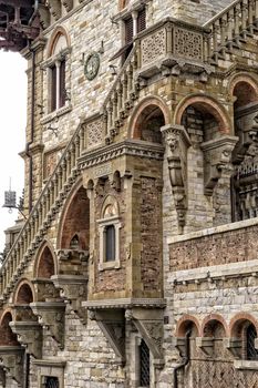 architectural detail of a building in Genoa, Italy