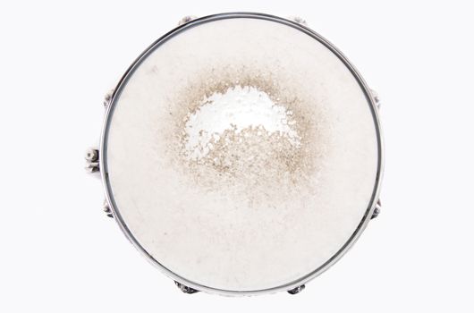 Music conceptual image. Close up of a drum snare on isolated background.
