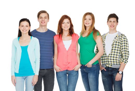 education and people concept - group of smiling students standing