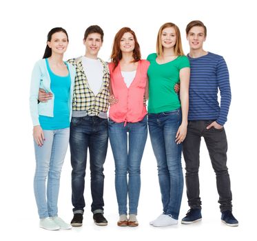 education and people concept - group of smiling students standing