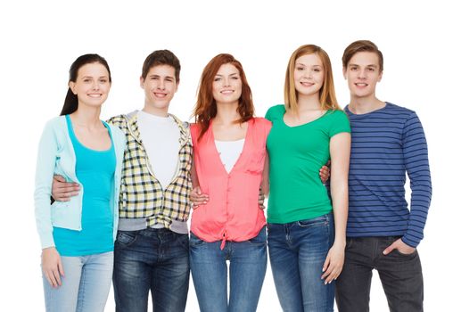 education and people concept - group of smiling students standing