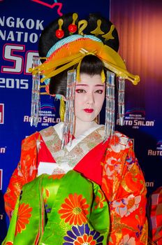 NONTHABURI - JUNE 24 : Unidentified actress of Japan on display at Bangkok International Auto Salon 2015 is Asean's biggest and most Exciting Modified Car Show on June 24, 2015 in Nonthaburi, Thailand.