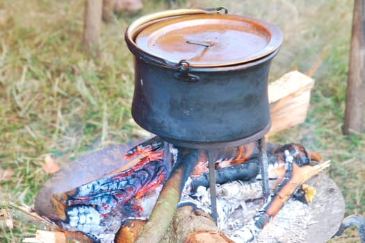 Cooking Pot on outdoor Open Fire