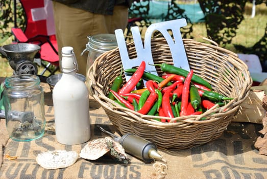 Hot chillies in basket