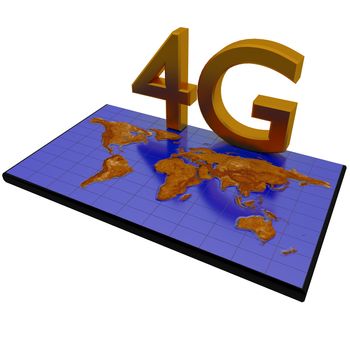 4G network poster on world map background