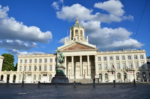 Brussels, Belgium - May 13, 2015: Church of Saint Jacques-sur-Coudenberg in Royal Square, Brussels, Belgium. The medieval abbey church that originally stood on this location was demolished by command of Charles Alexander of Lorraine during his expansive urban planning projects.